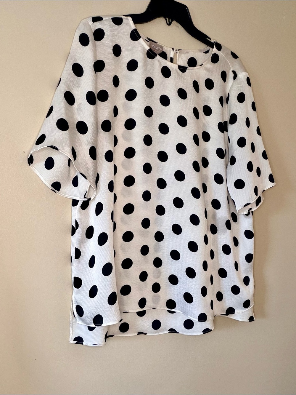 Chico's White Blouse with Black Polka Dots size 3